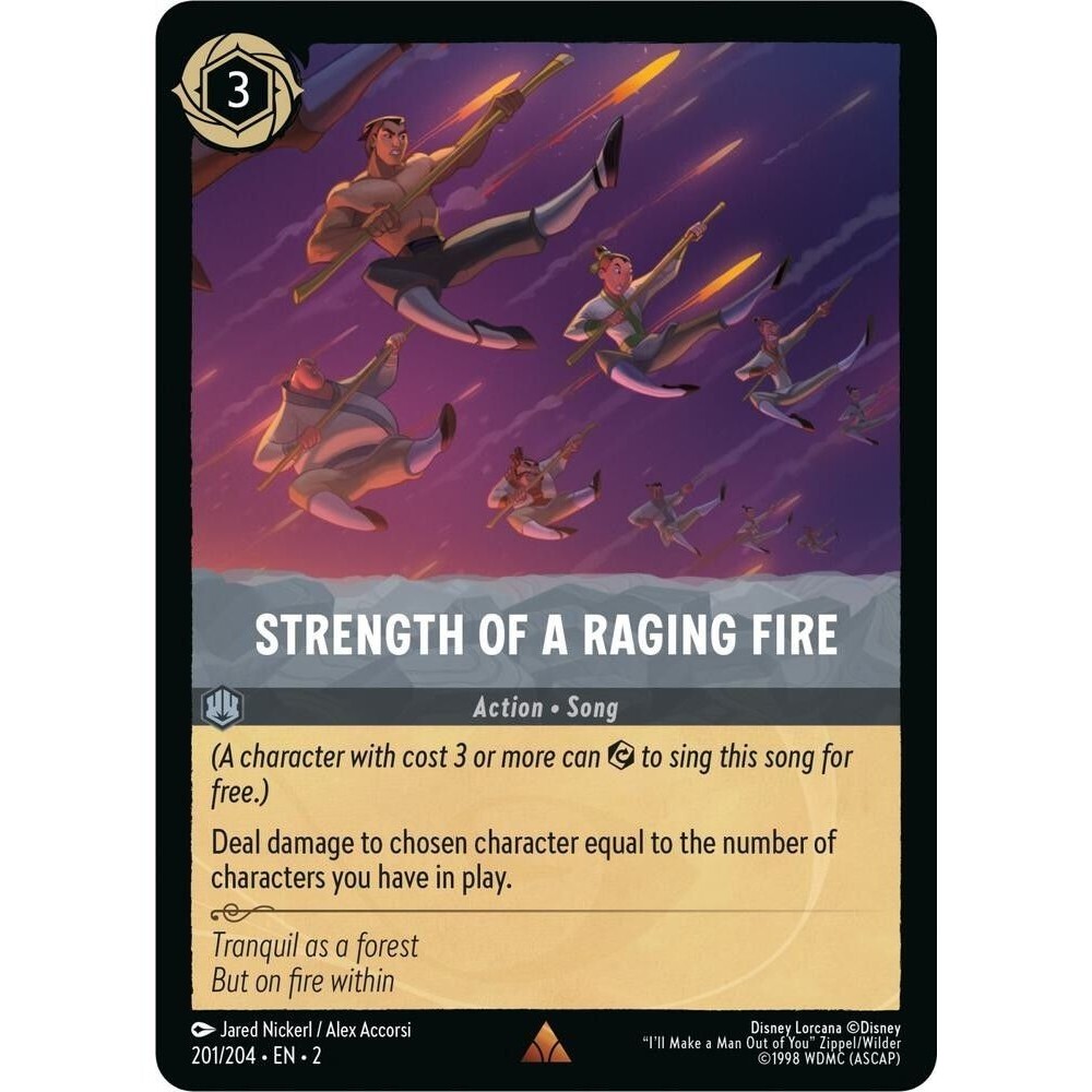 Disney Lorcana TCG Rise of the Floodborn Strength of a Raging Fire Rare 201/204